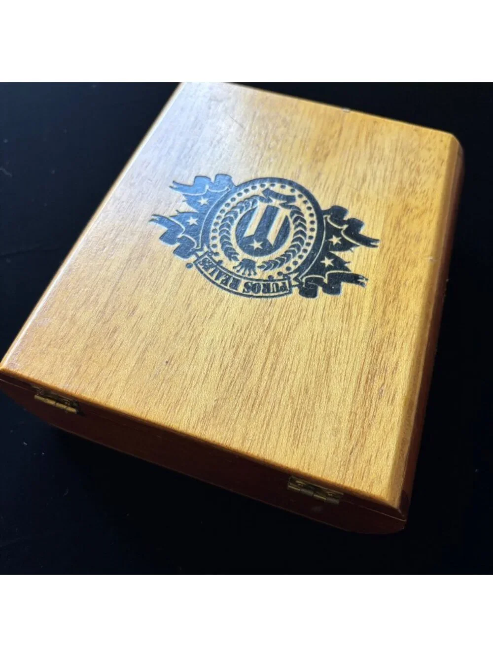 Vintage Puros Reales Wood Cigar Box Empty Honduras Tobacciana Storage Case